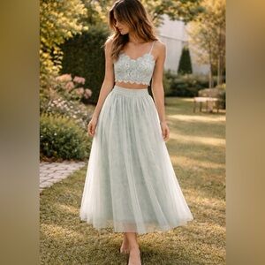 H&M Sage Green Lace Two-Piece Set – XS